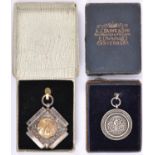 2x silver cycling medals. One engraved R.H.S. W.D. Calvert 1924, hallmarked for Birmingham 1923. The