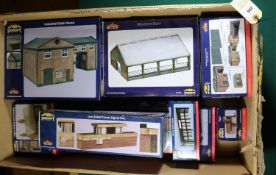 10 Bachmann Scenecraft '00' gauge items. Industrial Gate House. Low Relief Power Signal Box.