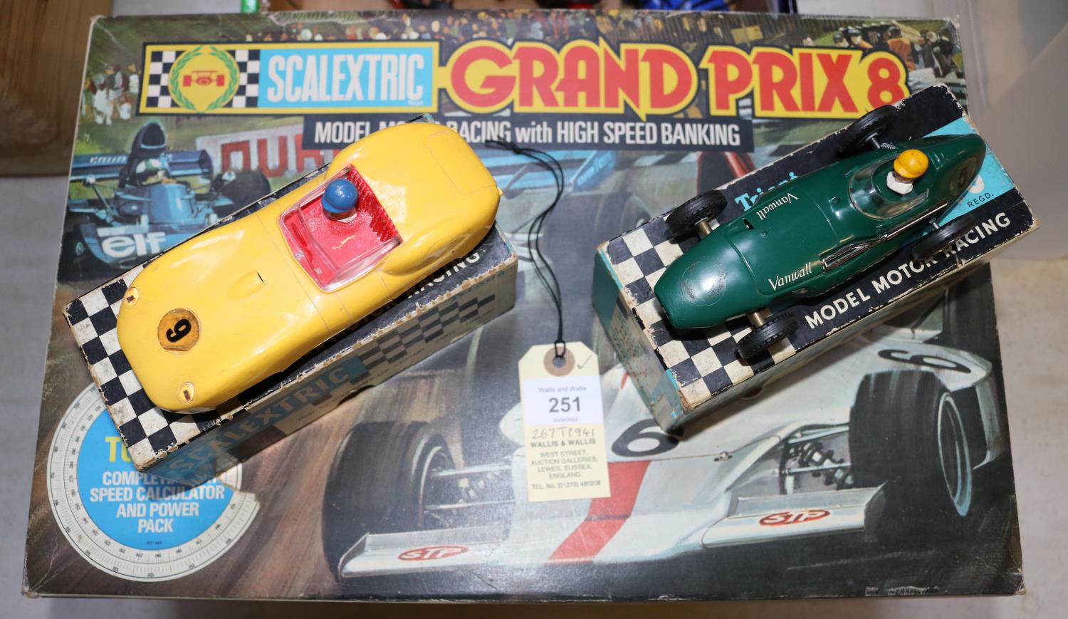 A quantity of Tri-ang Scalextric. Including boxed items; Vanwall (MM/C.55) in dark green. A Lister