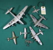 6x Dinky Toys aircraft. Including; Short Shetland Flying Boat (701), G-A GVD. Giant High Speed