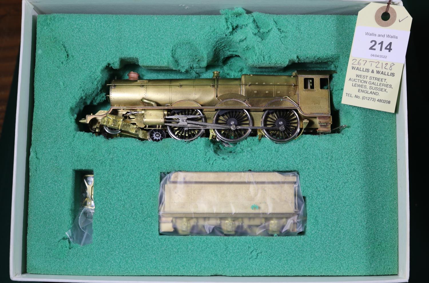A OO gauge brass GWR King Class 4-6-0 tender locomotive. A very well detailed unpainted model
