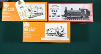 3x OO gauge white metal GWR locomotive kits by Nu-Cast and Wills finecast. Unconstructed kits; Class