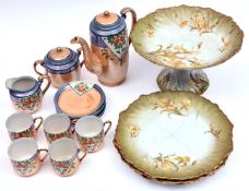 A quantity of china and earthernware, etc. Including a handpainted 1930s coffee set, Made in Japan