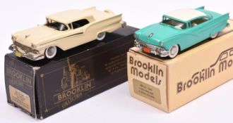 2 Brooklin White Metal models. A 1956 Ford Fairlane 2-Door Victoria (BRK.23). In light green with