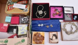 A quantity of boxed items of jewelry, including several silver items. Mostly pairs of earrings by