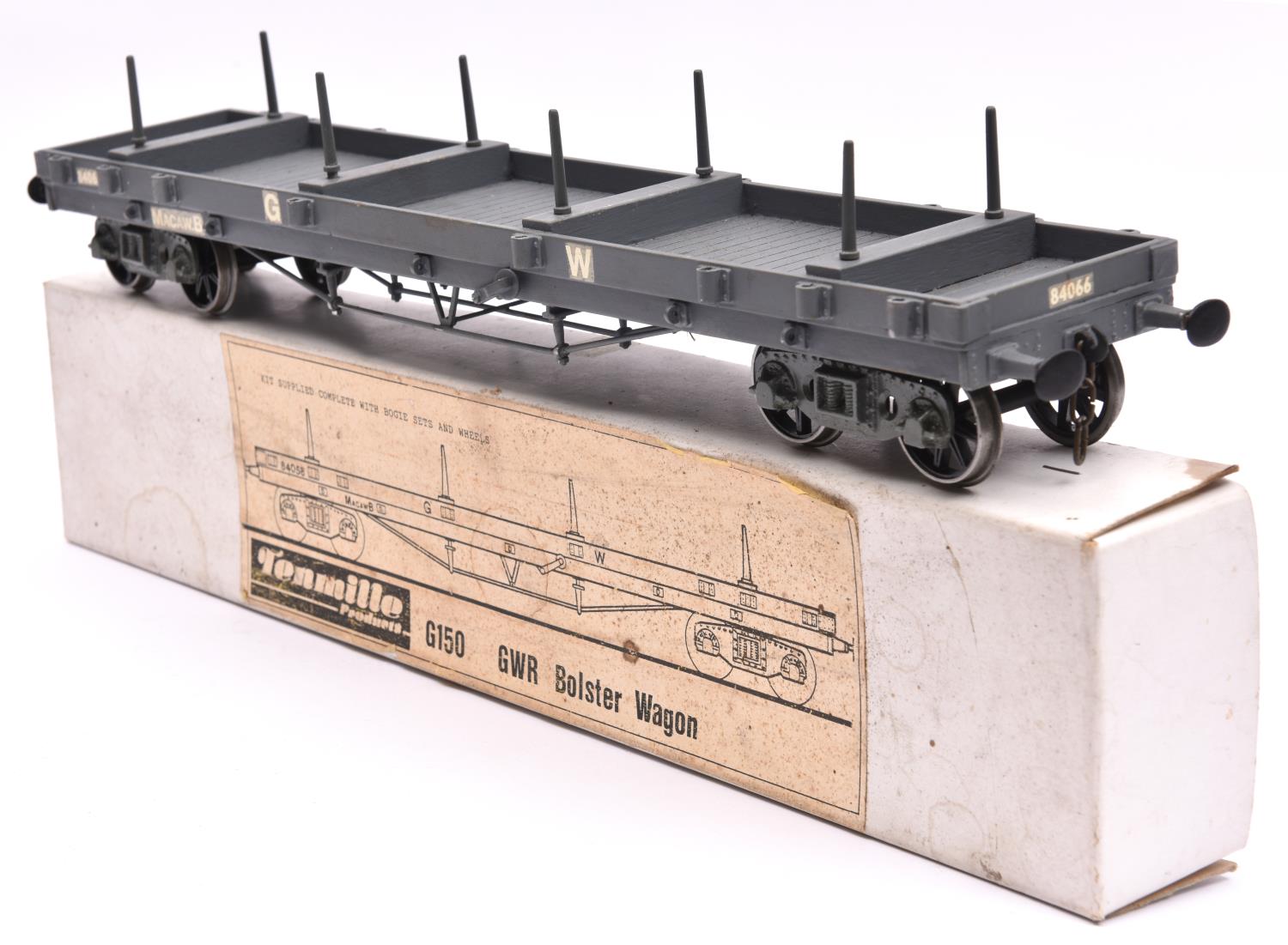 A Gauge One Tenmille Products kit built GWR bogie bolster wagon, 84066, in grey livery. A well - Image 2 of 2