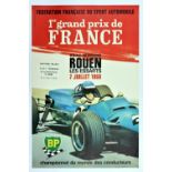 A rare original 1968 Motor Racing Poster. 1er Grand Prix de FRANCE A.S.A.C. Normand ROUEN Les