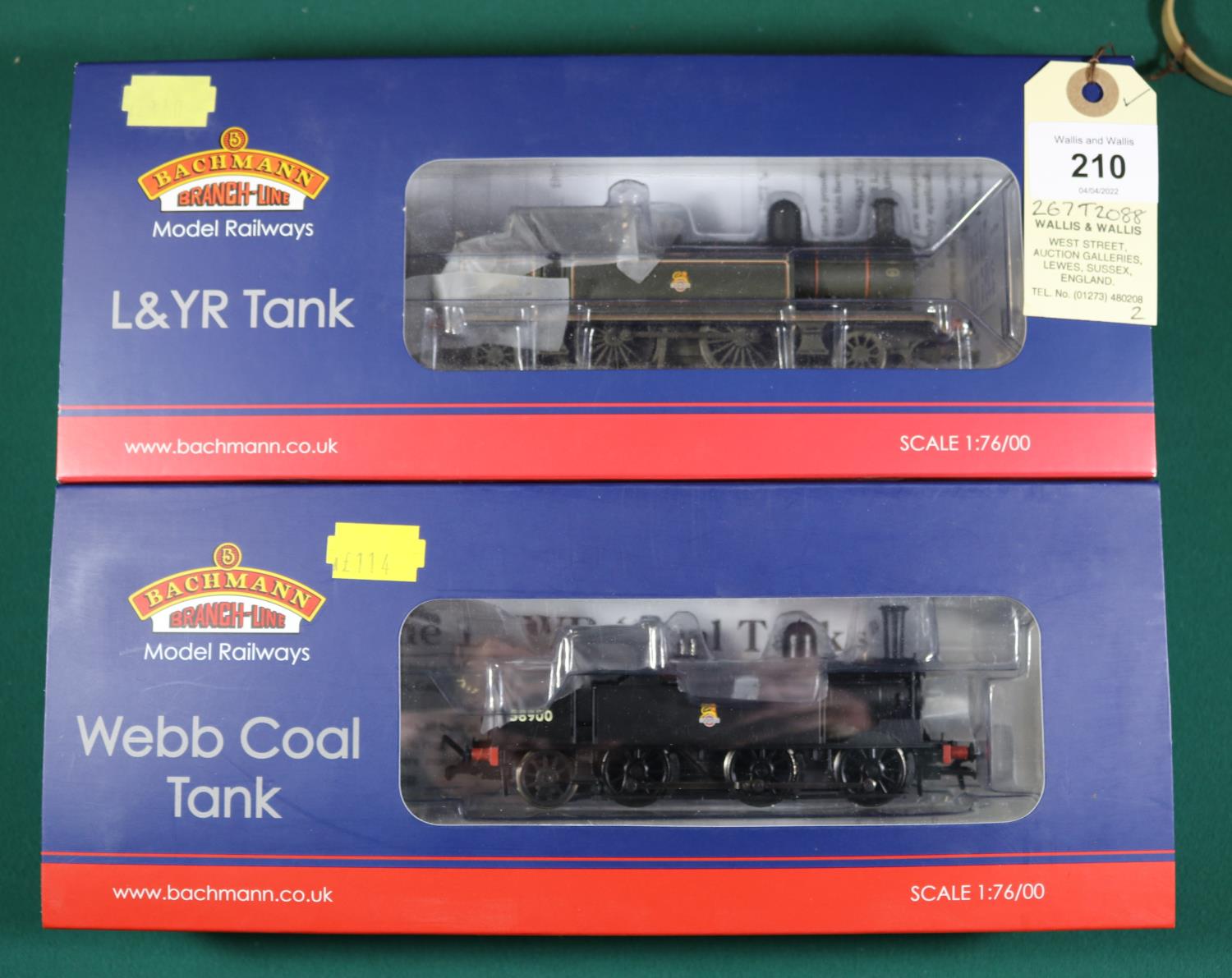 2x Bachmann Branchline 00 gauge BR locomotives. Class L&YR 2-4-2T, 50795 (31-167DC) in lined black