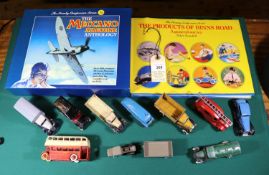 A quantity of used loose Dinky Toys. Leyland Double Decker bus in red and cream. Royal Mail van,