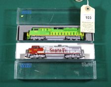 2 KATO N gauge Locomotives. GE C44-9W 'Dash 9' Co-Co Diesel Locomotive. RN 650. In Santa Fe red