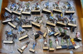32x white metal soldiers by Almirall on plastic bases with identification labels to bases. 16x