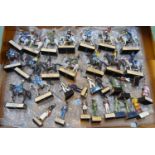 32x white metal soldiers by Almirall on plastic bases with identification labels to bases. 16x