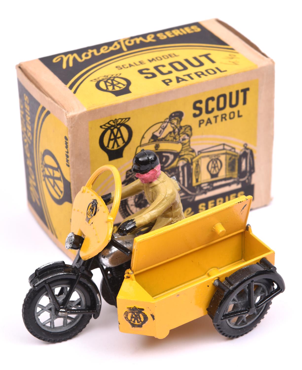 Morestone Series AA Scout Patrol. In black and yellow livery, with silver tank and detachable