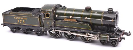 A Bing for Bassett Lowke O gauge clockwork Southern Railway Class N15 4-6-0 tender locomotive.