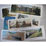 18x original Railway carriage prints, maps, etc. Including; 11x carriage prints of paintings by Alan