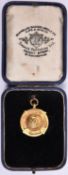 A gold cycling medal. CRC club "25" 1932. 'First' for L. Cooke, 1 Sept 1950. Hallmarked for