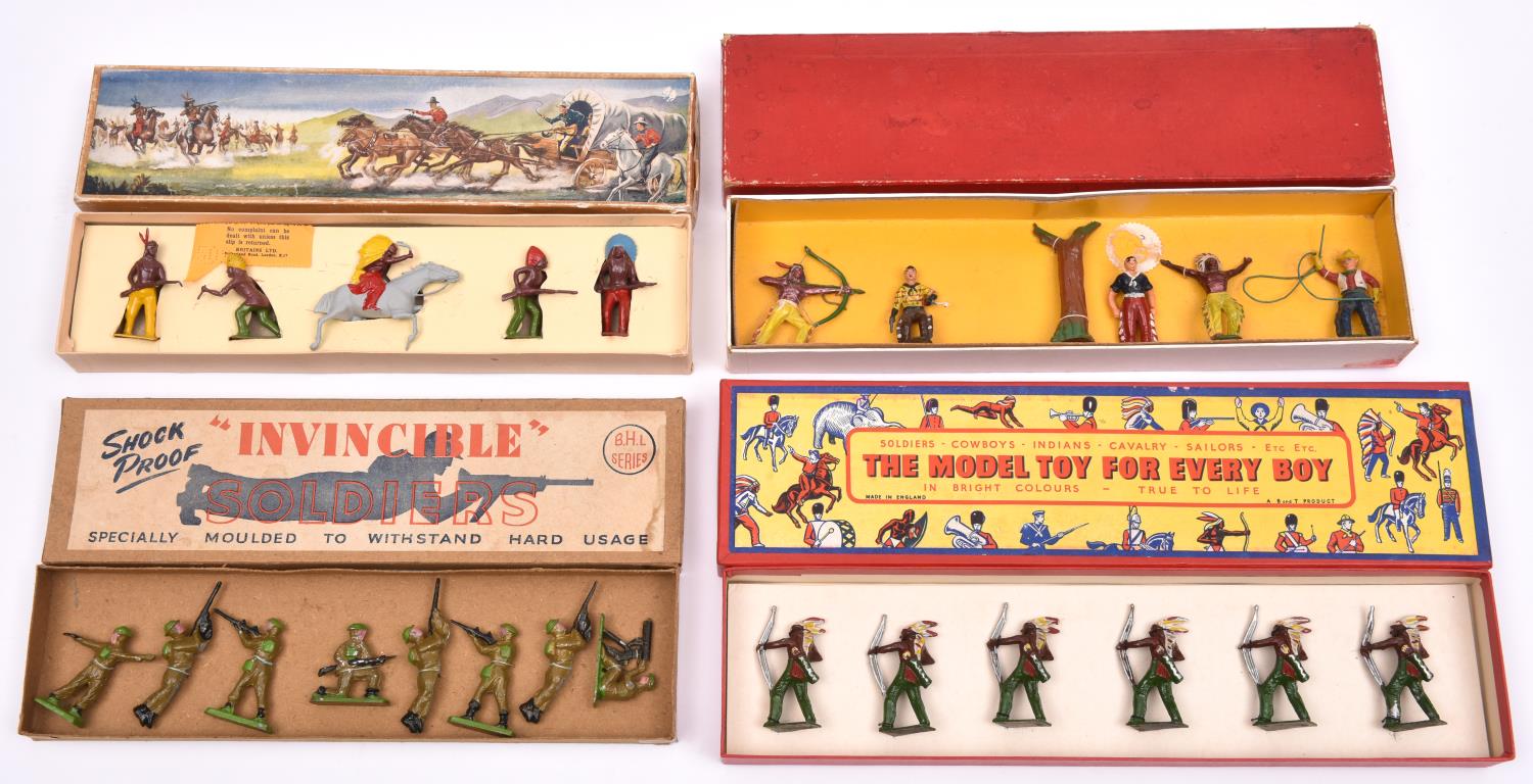 4 sets of Fighting Figures. SP Crown Range - N. American Indians, 5 figures. B and T The Model Toy