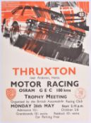 A rare original 1969 motor racing poster. 'THRUXTON MOTOR RACING Osram GEC 100KMS Trophy Meeting