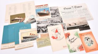 An interesting archive of 1940s and 50s Cunard White Star documents mainly relating to cruises on