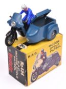 Budgie Toys R.A.C. Motorcycle Patrol (454). In black and dark blue livery, spoked metal wheels