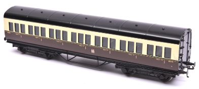 An Exley O gauge K5 GWR coach. Full First in Chocolate and Cream livery. With Exley label to base.