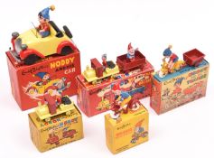 5 examples of Budgie/Morestone Enid Blyton's Noddy die-cast toys. Noddy and His Car, Noddy and HIs