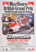 A rare original 1981 motor racing poster. 'MARLBORO British Grand Prix Silverstone Saturday July