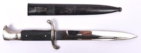A Third Reich period Fire Service dress sidearm, unmarked plated blade 7¾", plated hilt with bird'