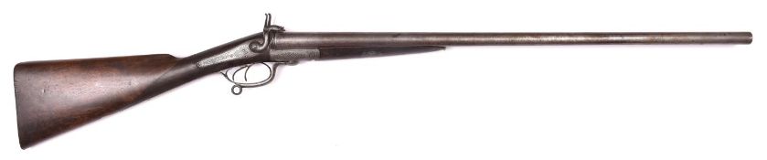 A DB 12 bore underlever pin fire sporting gun by George Smith, barrel 30", engraved on the top