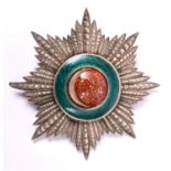Turkey: Order of Osmanieh breast star, silver ray facetted star with central roundel of green band