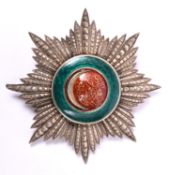 Turkey: Order of Osmanieh breast star, silver ray facetted star with central roundel of green band