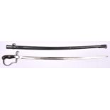 A Third Reich period NCO's sword, unmarked plated blade 31", plated hilt with wire bound black grips