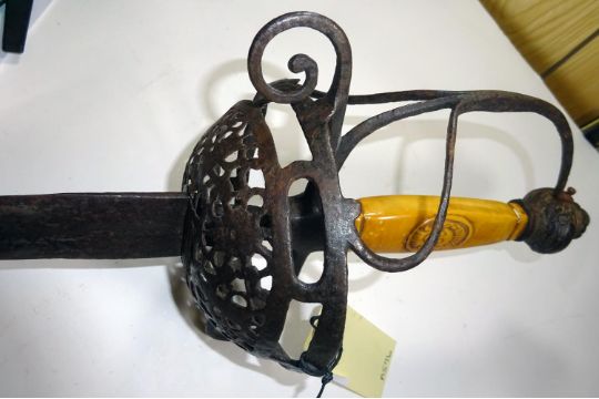 A 17th century rapier, broad blade 33", the shallow fullers showing signs of having had an - Image 6 of 7