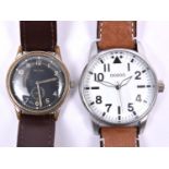 An Arctos WWII period German DH pattern wristwatch, with black dial, luminous numerals and hands,