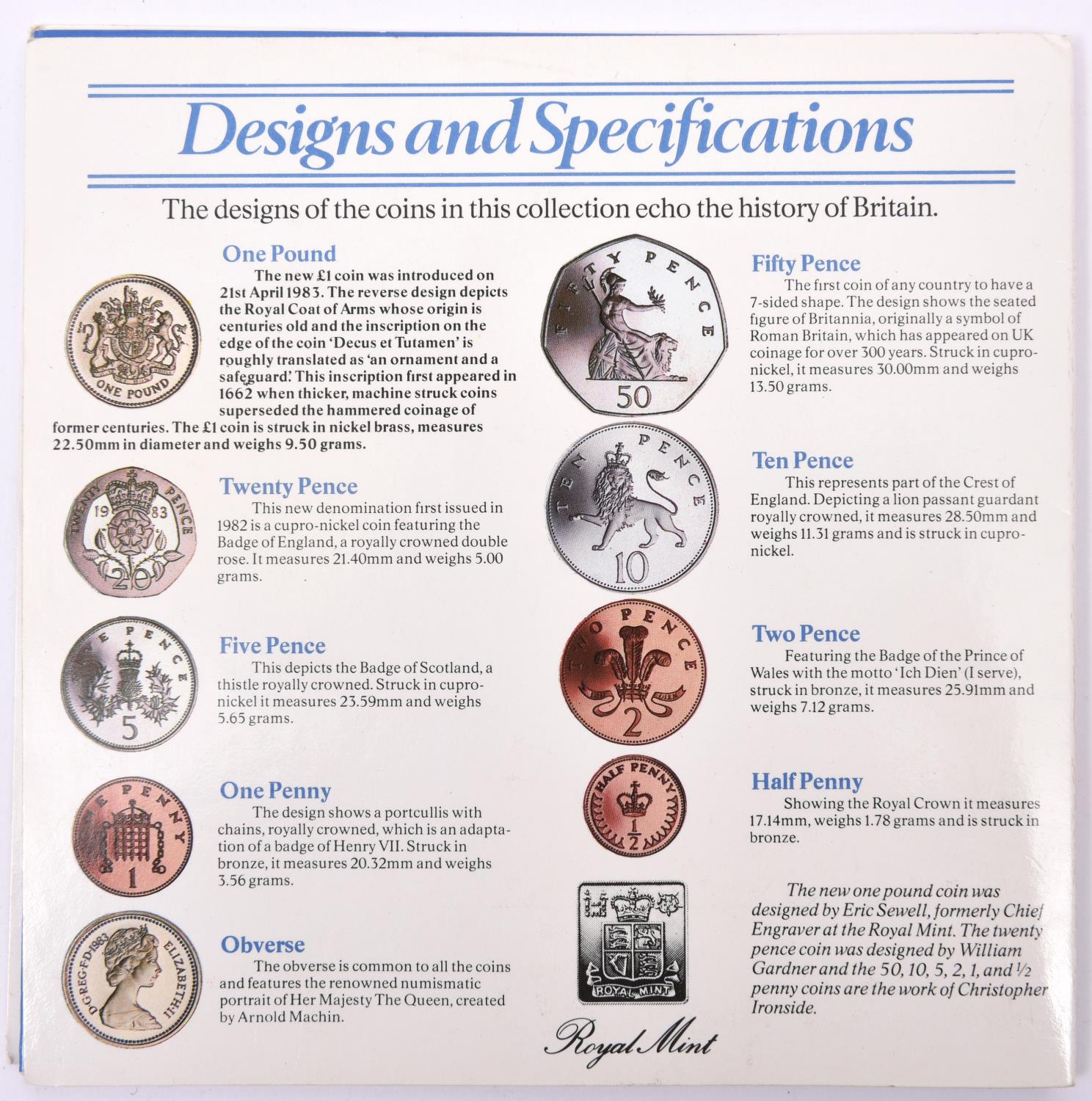 "The Great Britain Coin Collection 1983" presented by Martini, this uncirculated set of 8 coins £1 - Image 2 of 2