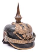 A good copy of an 1891 pattern Prussian Reservist pickelhaube, with brass mounts, officer pattern