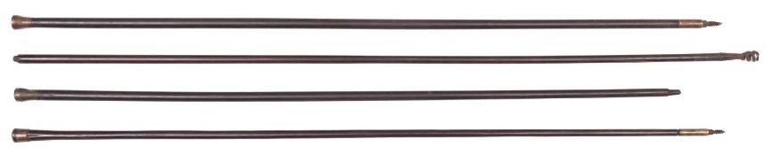 4 original brass mounted ebony shotgun ramrods, all approximately 29½". Generally GC (one lacking