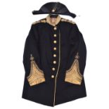 A Victorian blue cloth tunic for a Lieutenant Colonel in the Army Pay Department, with gold
