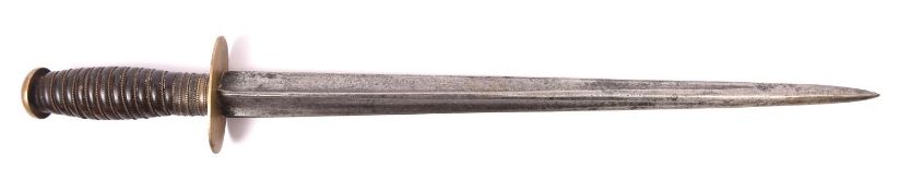 An interesting old composite dagger or dirk, the 13" blade of triangular section, hollow ground on