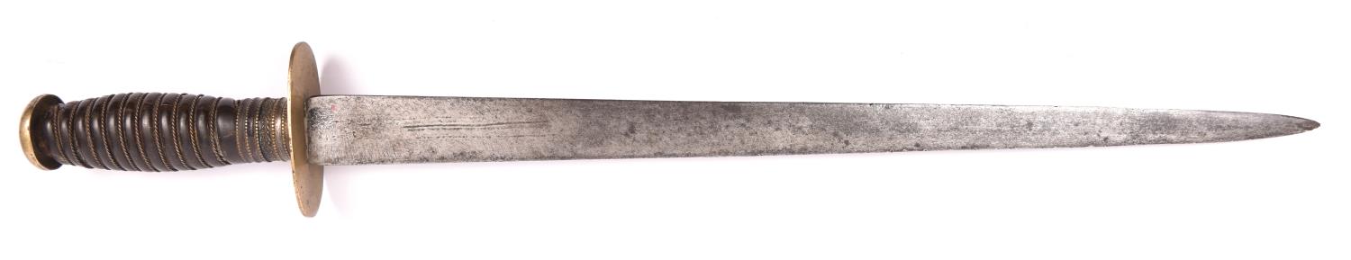 An interesting old composite dagger or dirk, the 13" blade of triangular section, hollow ground on - Image 2 of 2