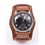 DH marked Para wristwatch. Serial D8514H. Plated case, brushed finish, some plating loss, 35mm