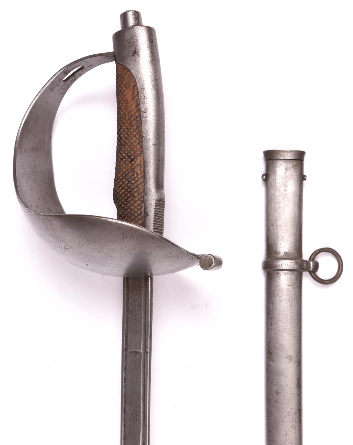 An early 20th century Portuguese cavalry troopers sword, blade 33½", the ricasso stamped "C/529/AF", - Image 2 of 2