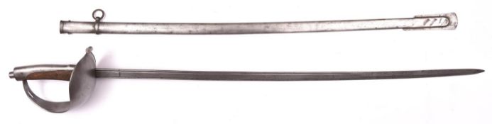 An early 20th century Portuguese cavalry troopers sword, blade 33½", the ricasso stamped "C/529/AF",
