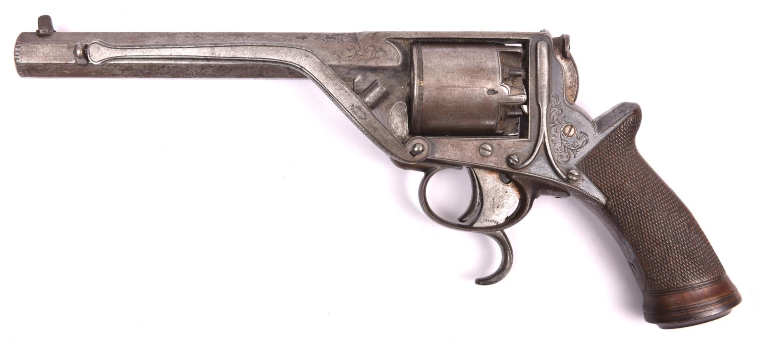 A 5 shot 54 bore 2nd model Tranter double trigger percussion revolver, barrel 6¼", the top strap - Image 2 of 2