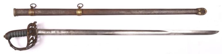 A Victorian 2nd Life Guards officer's 1874 pattern "State" sword, blade 36" with hatchet point,