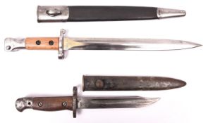 A P1888 bayonet, the blade bearing numerous inspectors' marks, the crossguard stamped "2.L.L.91",