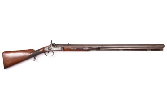 A massive 7 bore percussion big game rifle, 50" overall, re-browned octagonal twist barrel 34", - Image 3 of 3