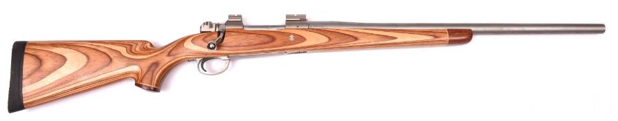 **A custom built 9.3 x 64mm bolt action rifle, number 7290, 44" overall, heavy stainless steel