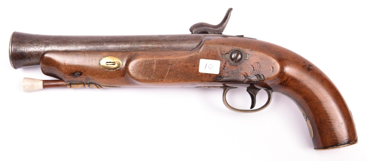 A steel barrelled percussion blunderbuss pistol, swamped barrel 6½" with 1¼" diameter muzzle, having - Image 2 of 2