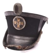 A copy of an 1860s Austro Hungarian Infantry officer's shako of the 51st Landwehr Regiment, with